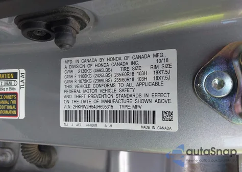 2018 Honda Cr-V Ex from USA, damaged, VIN 2HKRW2H54JH695315